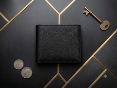 Closeup of textured leather grain on men wallet - Yes Leather Studio