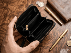 Women's Black Mini Zipper Genuine Leather Wallet Pakistan
